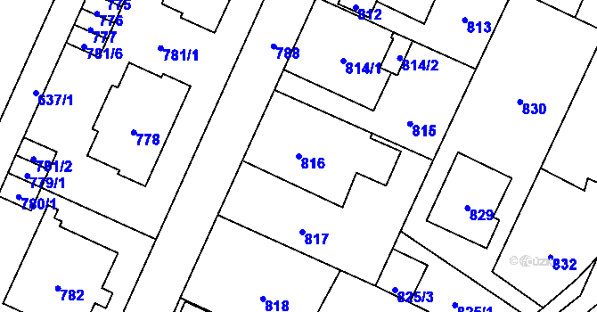 Parcela st. 816 v KÚ Jaktař, Katastrální mapa