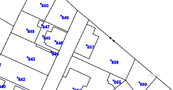 Parcela st. 857 v KÚ Jaktař, Katastrální mapa