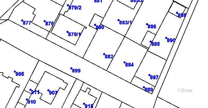 Parcela st. 882 v KÚ Jaktař, Katastrální mapa