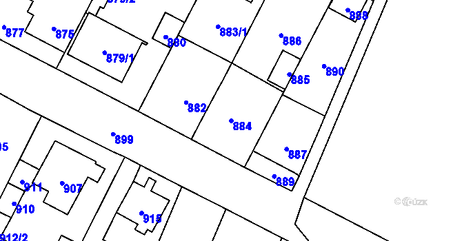 Parcela st. 884 v KÚ Jaktař, Katastrální mapa