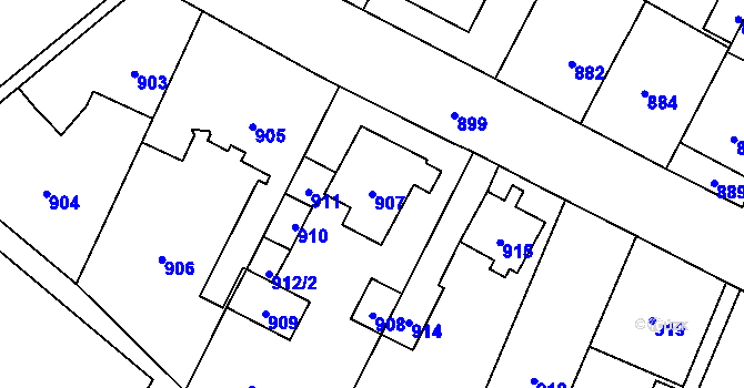 Parcela st. 907 v KÚ Jaktař, Katastrální mapa