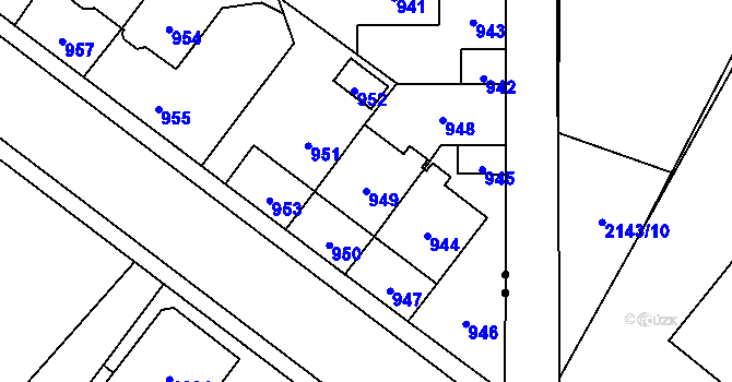 Parcela st. 949 v KÚ Jaktař, Katastrální mapa