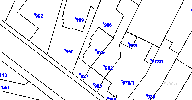 Parcela st. 985 v KÚ Jaktař, Katastrální mapa