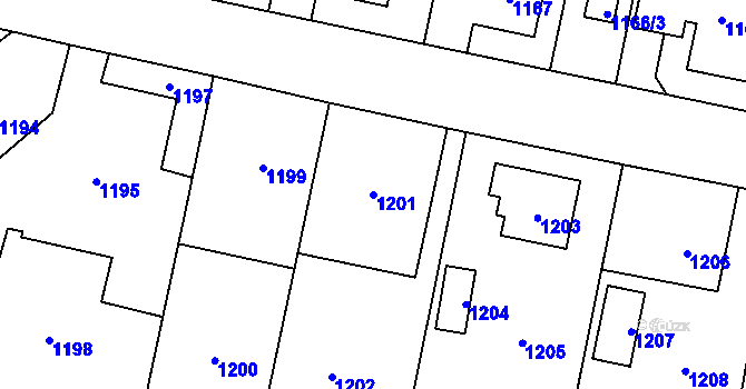 Parcela st. 1201 v KÚ Jaktař, Katastrální mapa