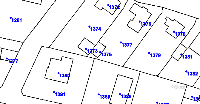 Parcela st. 1376 v KÚ Jaktař, Katastrální mapa
