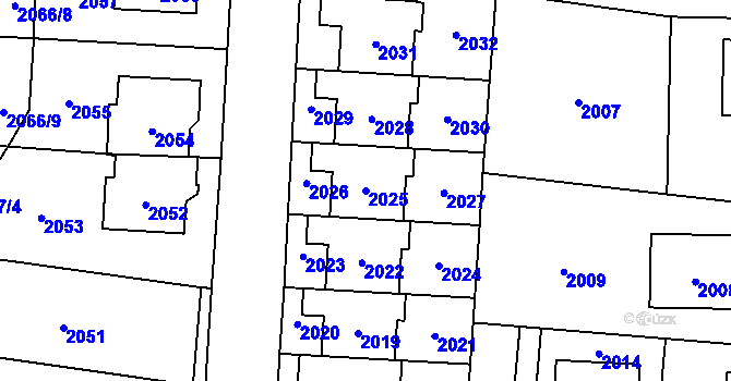 Parcela st. 2025 v KÚ Jaktař, Katastrální mapa