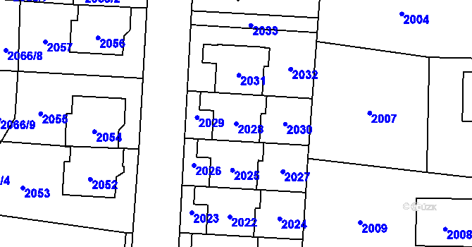 Parcela st. 2028 v KÚ Jaktař, Katastrální mapa