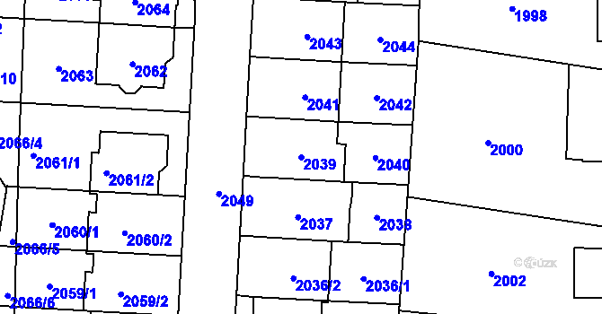 Parcela st. 2039 v KÚ Jaktař, Katastrální mapa