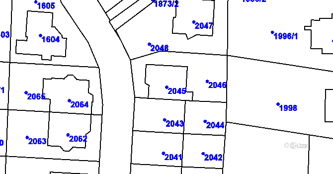 Parcela st. 2045 v KÚ Jaktař, Katastrální mapa