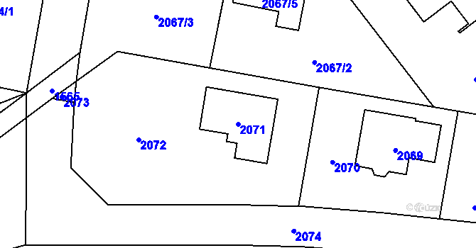 Parcela st. 2071 v KÚ Jaktař, Katastrální mapa