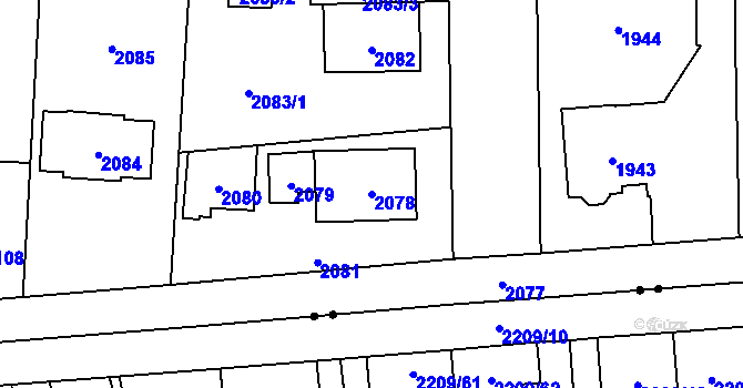 Parcela st. 2078 v KÚ Jaktař, Katastrální mapa