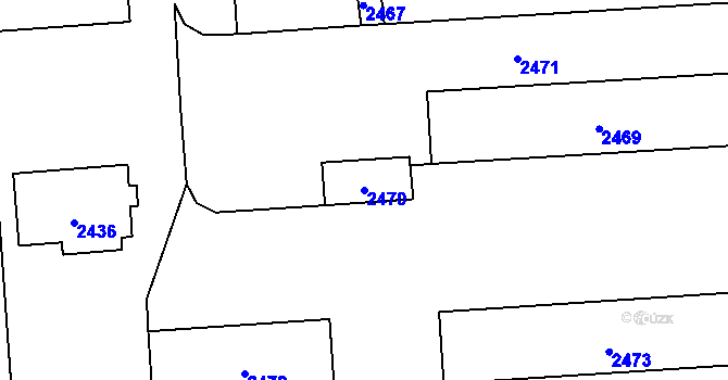 Parcela st. 2470 v KÚ Jaktař, Katastrální mapa