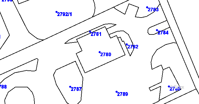 Parcela st. 2780 v KÚ Jaktař, Katastrální mapa