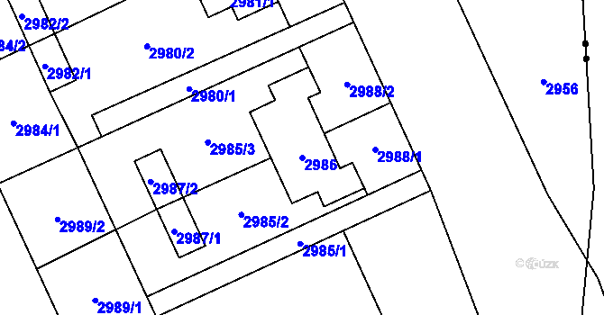 Parcela st. 2986 v KÚ Jaktař, Katastrální mapa