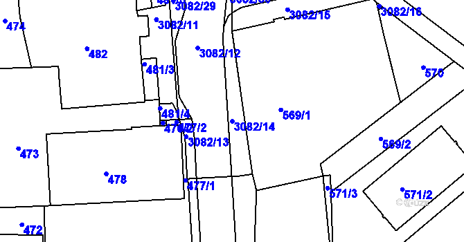 Parcela st. 3082/14 v KÚ Jaktař, Katastrální mapa
