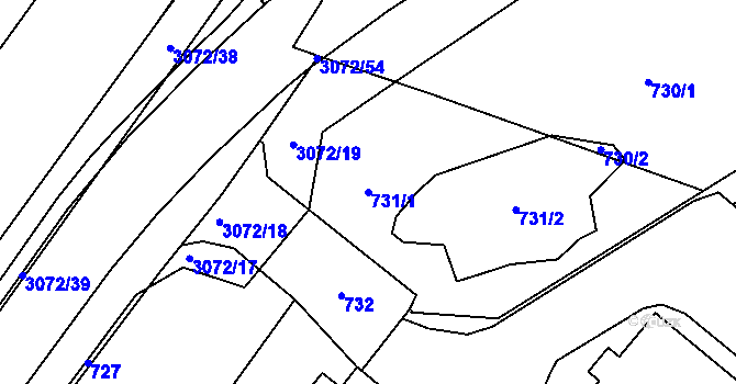 Parcela st. 731/1 v KÚ Jaktař, Katastrální mapa