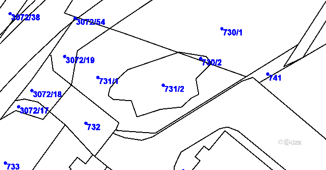 Parcela st. 731/2 v KÚ Jaktař, Katastrální mapa