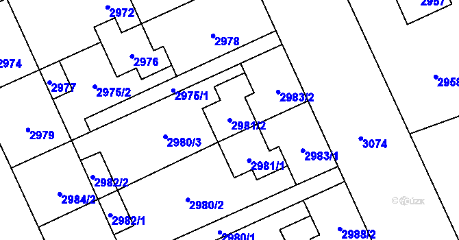 Parcela st. 2981/2 v KÚ Jaktař, Katastrální mapa