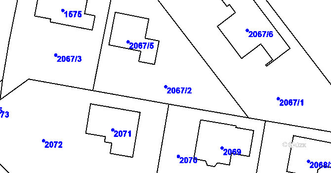 Parcela st. 2067/2 v KÚ Jaktař, Katastrální mapa