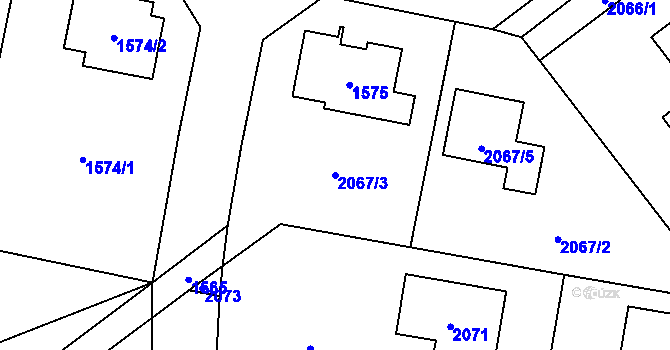 Parcela st. 2067/3 v KÚ Jaktař, Katastrální mapa