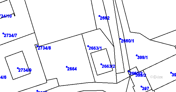Parcela st. 2663/1 v KÚ Jaktař, Katastrální mapa