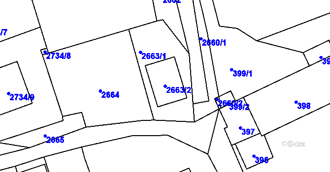 Parcela st. 2663/2 v KÚ Jaktař, Katastrální mapa