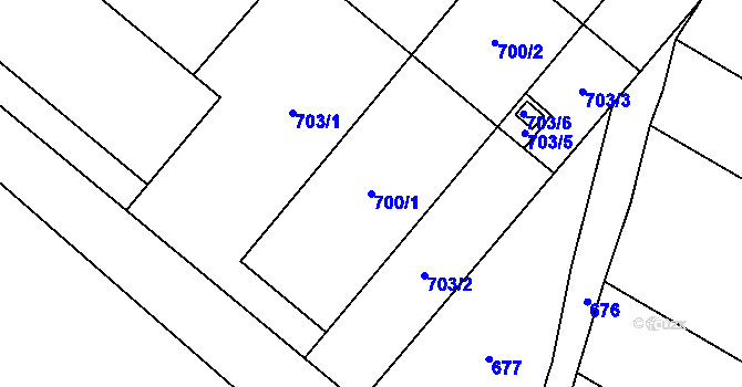 Parcela st. 700/1 v KÚ Jaktař, Katastrální mapa