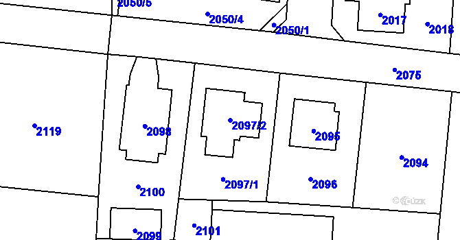 Parcela st. 2097/2 v KÚ Jaktař, Katastrální mapa