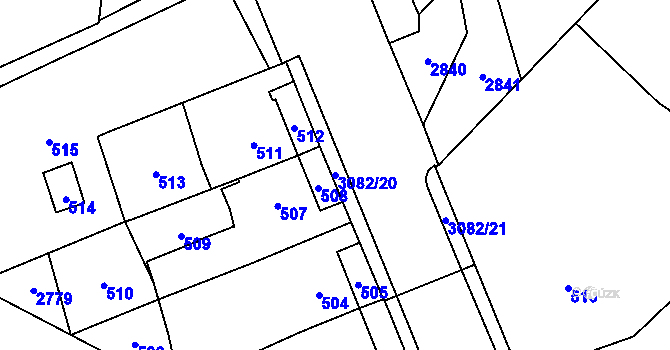Parcela st. 3082/20 v KÚ Jaktař, Katastrální mapa