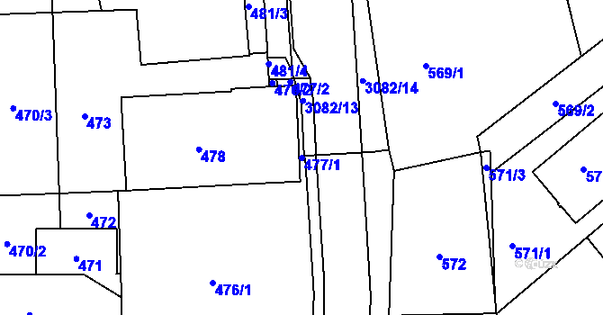 Parcela st. 477/1 v KÚ Jaktař, Katastrální mapa