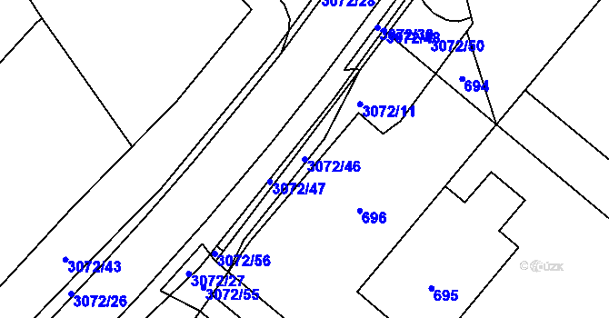 Parcela st. 3072/46 v KÚ Jaktař, Katastrální mapa