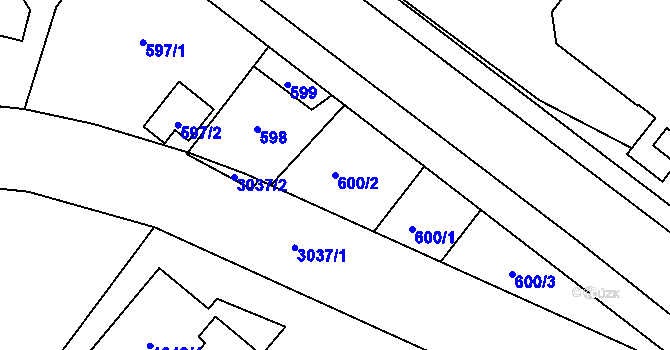 Parcela st. 600/2 v KÚ Jaktař, Katastrální mapa