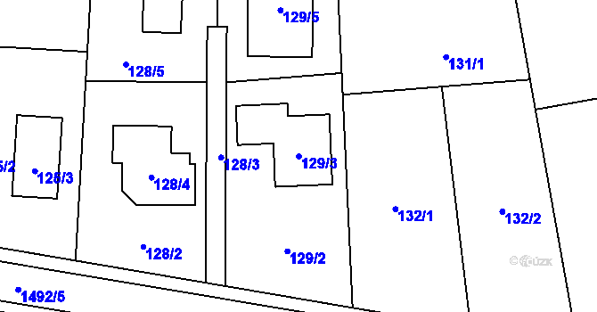 Parcela st. 129/3 v KÚ Jaktař, Katastrální mapa