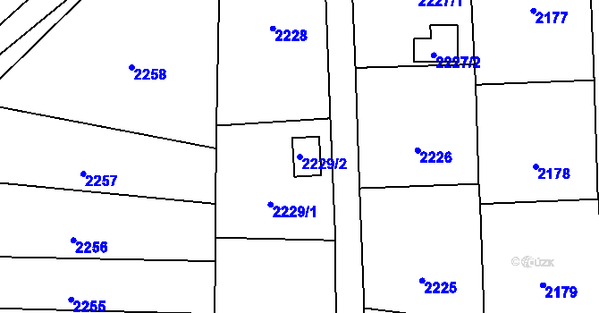 Parcela st. 2229/2 v KÚ Jaktař, Katastrální mapa
