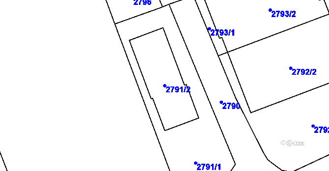 Parcela st. 2791/2 v KÚ Jaktař, Katastrální mapa