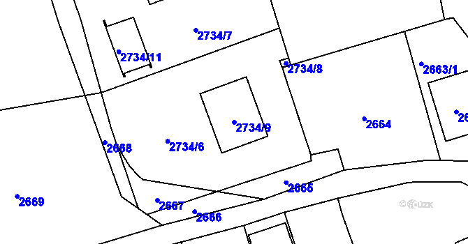 Parcela st. 2734/9 v KÚ Jaktař, Katastrální mapa