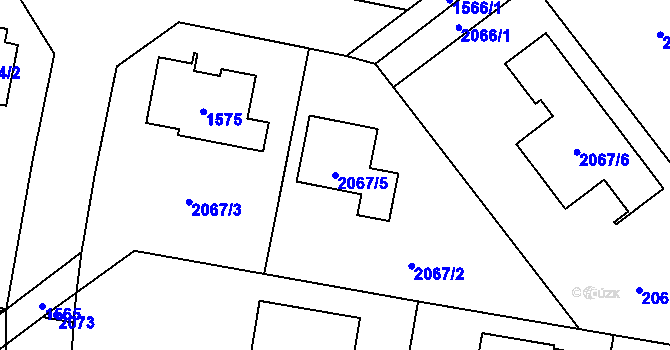 Parcela st. 2067/5 v KÚ Jaktař, Katastrální mapa