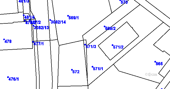 Parcela st. 571/3 v KÚ Jaktař, Katastrální mapa