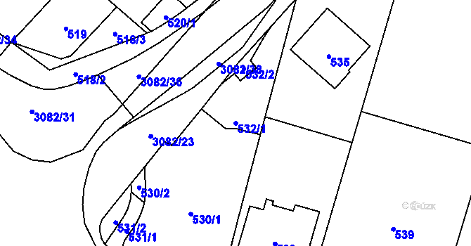 Parcela st. 532/1 v KÚ Jaktař, Katastrální mapa