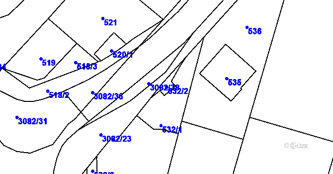 Parcela st. 532/2 v KÚ Jaktař, Katastrální mapa
