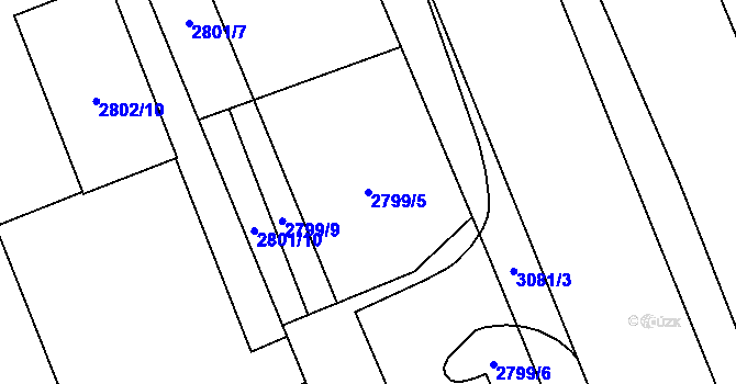 Parcela st. 2799/5 v KÚ Jaktař, Katastrální mapa