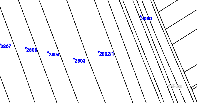 Parcela st. 2802/1 v KÚ Jaktař, Katastrální mapa