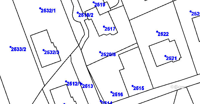 Parcela st. 2520/8 v KÚ Jaktař, Katastrální mapa