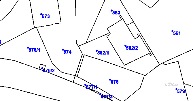 Parcela st. 562/1 v KÚ Jaktař, Katastrální mapa