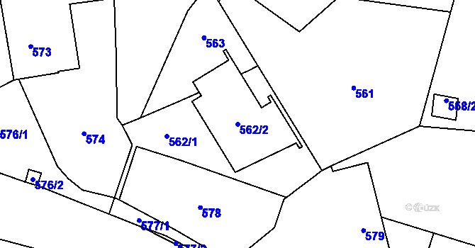 Parcela st. 562/2 v KÚ Jaktař, Katastrální mapa