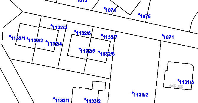 Parcela st. 1132/8 v KÚ Jaktař, Katastrální mapa