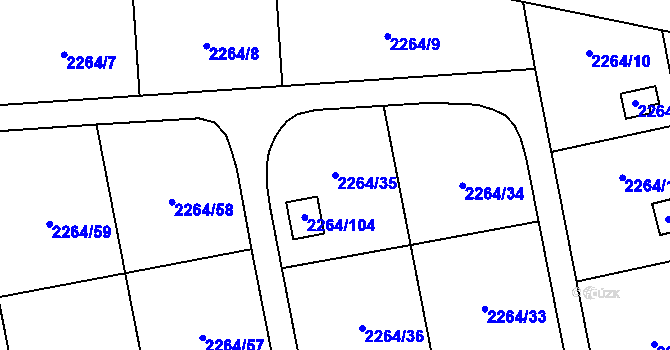 Parcela st. 2264/35 v KÚ Jaktař, Katastrální mapa