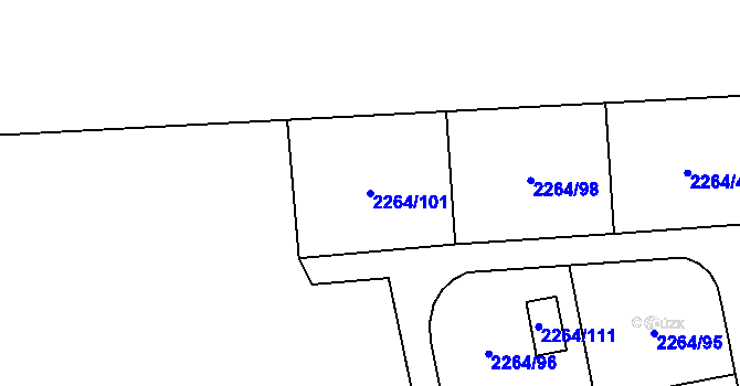 Parcela st. 2264/101 v KÚ Jaktař, Katastrální mapa