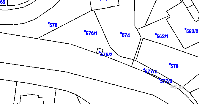 Parcela st. 576/2 v KÚ Jaktař, Katastrální mapa