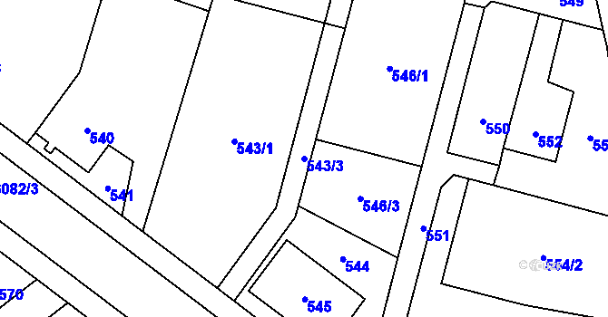 Parcela st. 543/3 v KÚ Jaktař, Katastrální mapa